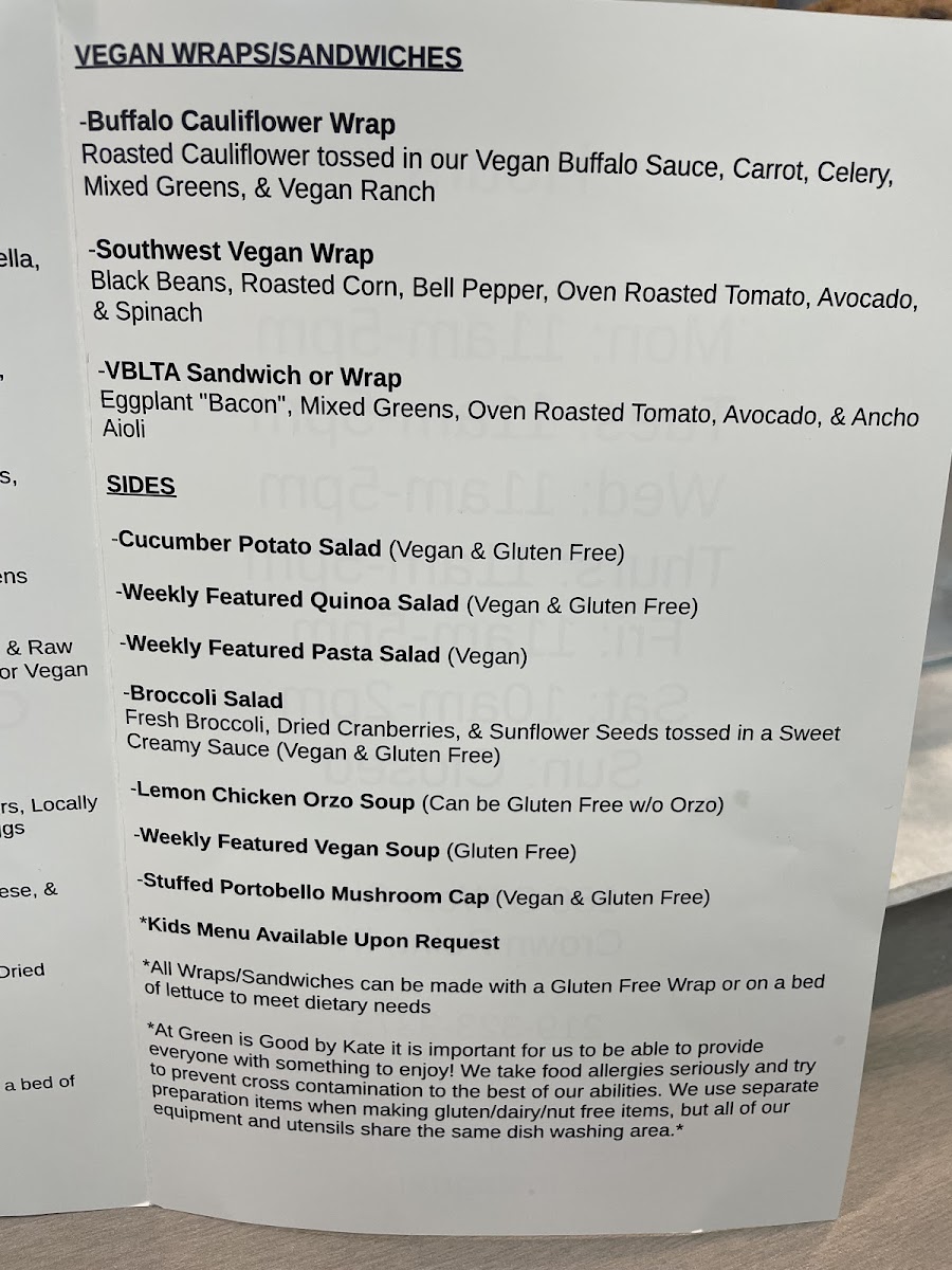 Menu Green Is Good By Kate-1